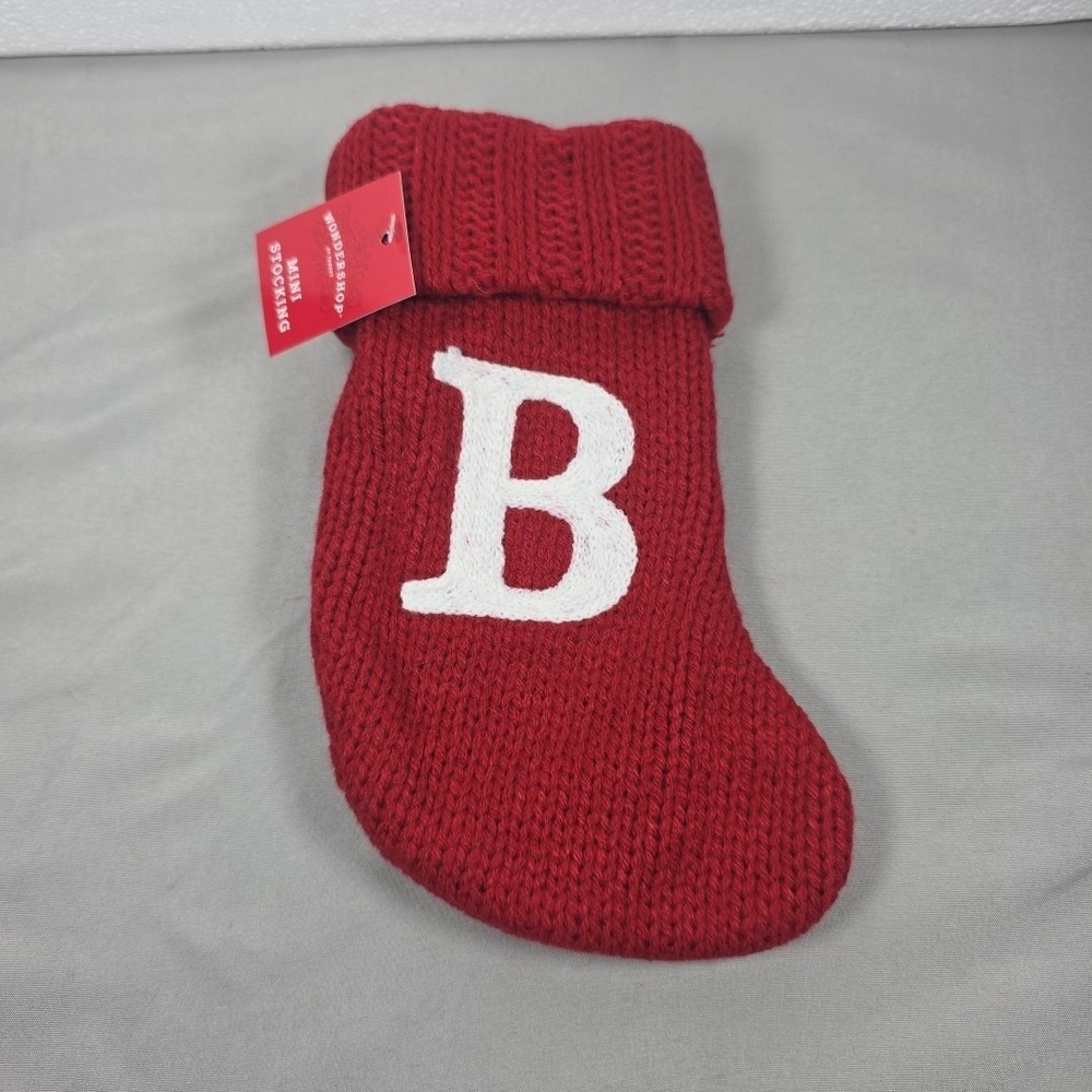 Letter B Wondershop Monogram Mini Christmas Stocking Initial Red Knit Target - Picture 1 of 2